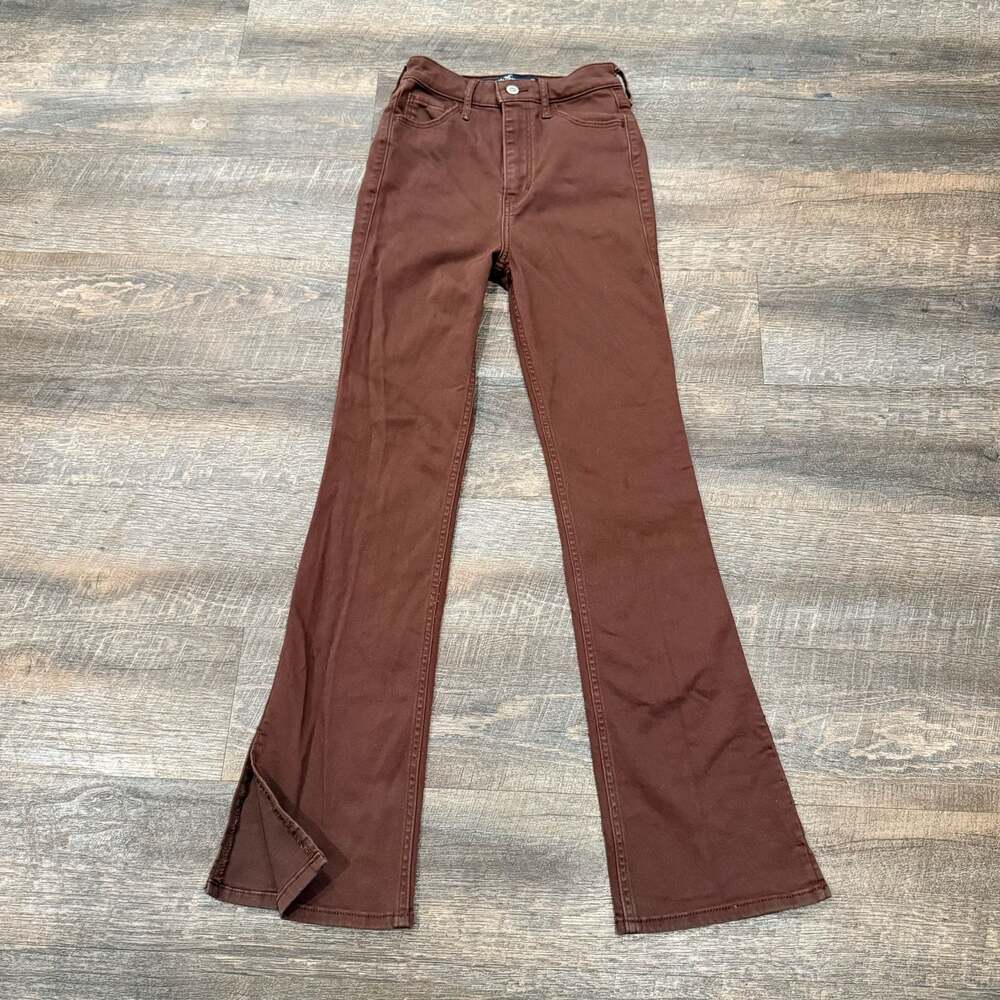 Hollister Highest-Rise Boot Soft Stretch Brown Flare split Pants Size 00R